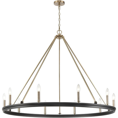 Carruth 10 Light 45 inch Matte Black/Modern Gold Chandelier Ceiling Light